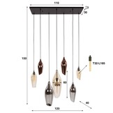 Hoyz Collection - Hanglamp 4+3 Cocoon Mix Glass - Zwart