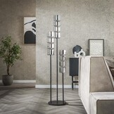 Hoyz Collection - Vloerlamp 3L Getrapt Cylinder Glas - Artic Zwart