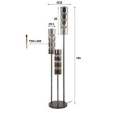 Hoyz Collection - Vloerlamp 3L Getrapt Cylinder Glas - Artic Zwart