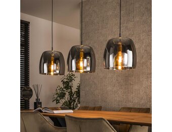 Hoyz Collection - Hanglamp 3L Drift Glass - Smoke Grey Glas