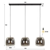 Hoyz Collection - Hanglamp 3L Drift Glass - Smoke Grey Glas