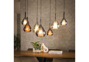Hoyz Collection - Hanglamp 4+3 Wings Mix Glass - Zwart