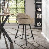 Hoyz Collection - Barstoel Draaibaar Boucle Ronde Rug 2 Stuks - Boucle Zandkleur