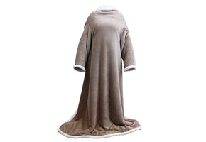 Unique Living - Plaid Lars met mouwen Taupe -140x180cm