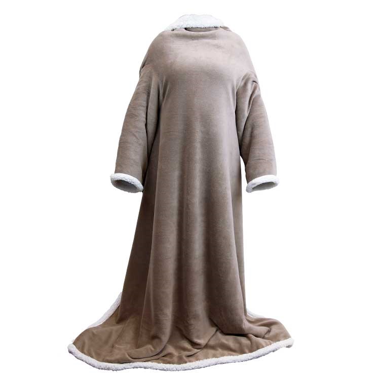 Unique Living - Plaid Lars met mouwen Taupe -140x180cm