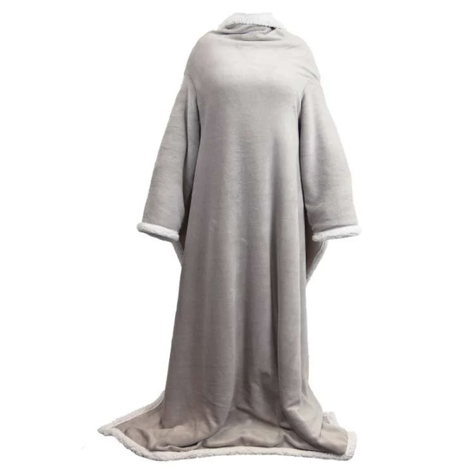 Unique Living - Plaid Lars met mouwen Chateau Grey -140x180cm