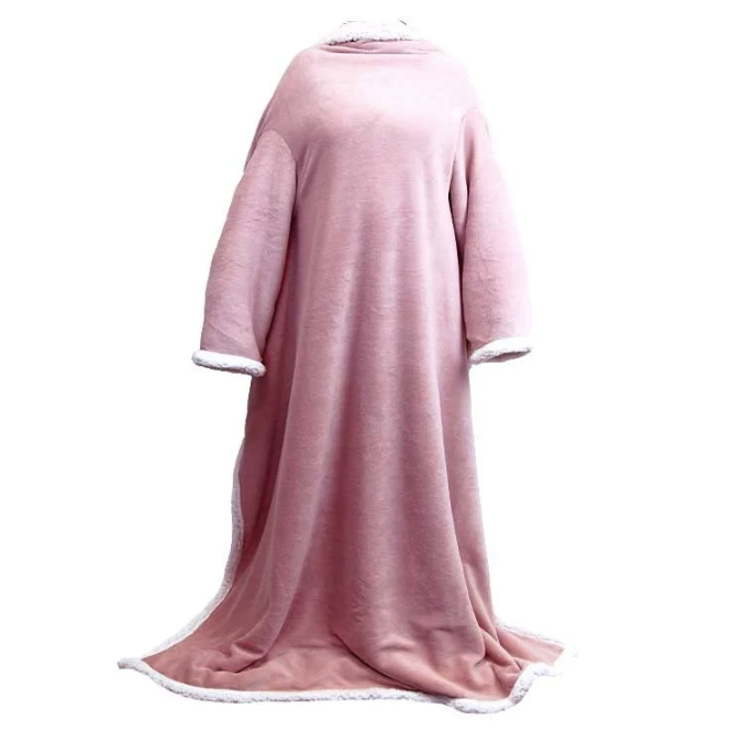 Unique Living - Plaid Lars met mouwen old Pink -140x180cm