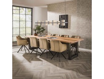 Hoyz - Eetkamertafel - Stam - Zwart RVS Onderstel - 300x100x77