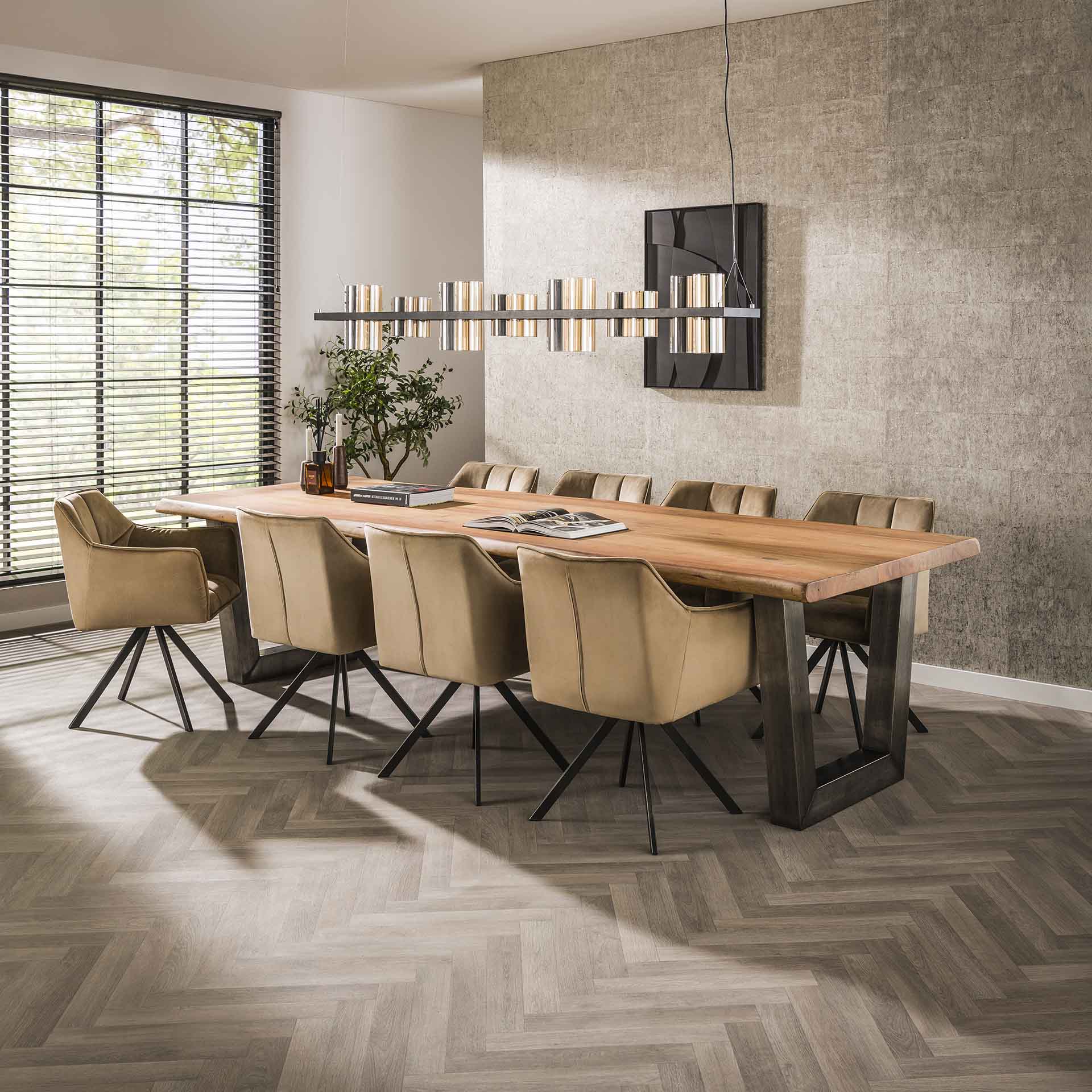 Hoyz - Eetkamertafel - Stam - Zwart RVS Onderstel - 300x100x77