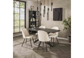 Hoyz Collection - Eetkamertafel 180 Deens Ovaal - 3D Melamine Slate Stone