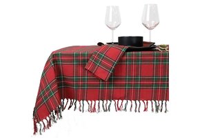 Unique Living - Tafelkleed Xmas Tartan Red - 150x200cm