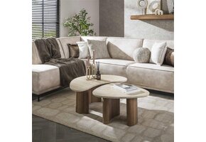 Hoyz Collection - Salontafel Romano Organic Travertin look - Set van 2