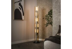 Hoyz Collection - Vloerlamp 5L Tube Amber Glas - Artic Zwart