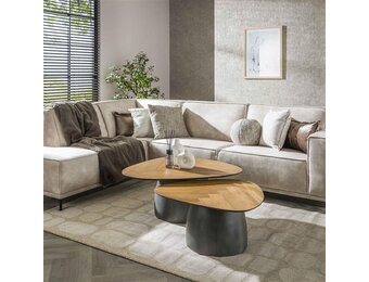 Hoyz Collection - Salontafel Infinite - Gerecycled Teakhout - Set van 2