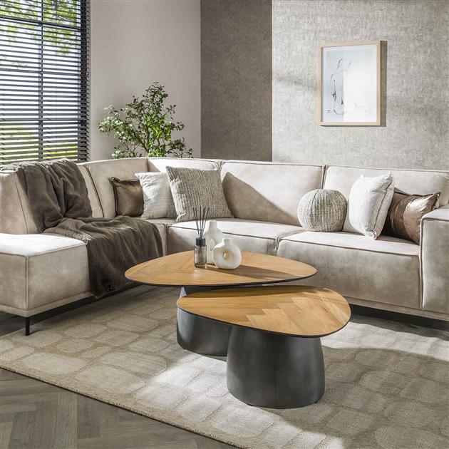 Hoyz Collection - Salontafel Infinite - Gerecycled Teakhout - Set van 2