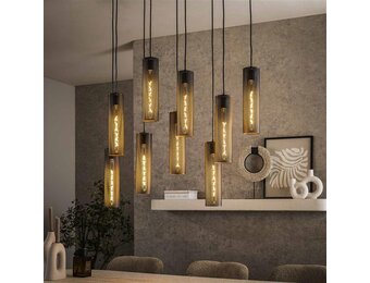 Hoyz Collection - Hanglamp 5+4 Tube Mesh - Artic Zwart