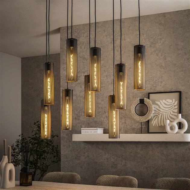 Hoyz Collection - Hanglamp 5+4 Tube Mesh - Artic Zwart