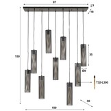 Hoyz Collection - Hanglamp 5+4 Tube Mesh - Artic Zwart