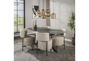 Hoyz Collection - Eetkamertafel Spider Deens Ovaal 180 - Ceramic Fossil Black