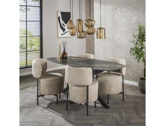 Hoyz Collection - Eetkamertafel Spider Deens Ovaal 180 - Ceramic Fossil Black