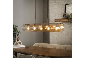 Hoyz Collection - Hanglamp 5L Tube Amber Glas - Artic Zwart