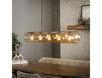 Hoyz Collection - Hanglamp 5L Tube Amber Glas - Artic Zwart