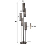Hoyz Collection - Vloerlamp 5L Getrapt Tube Mesh - Artic Zwart