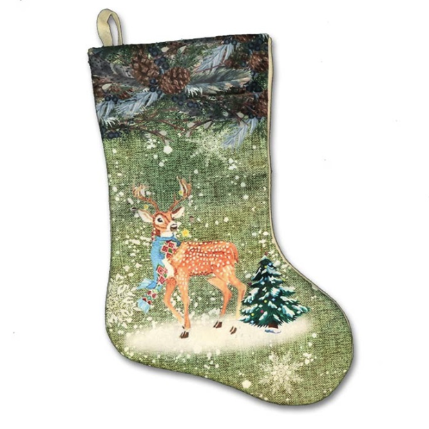 Unique Living | Stocking Santa Green deer