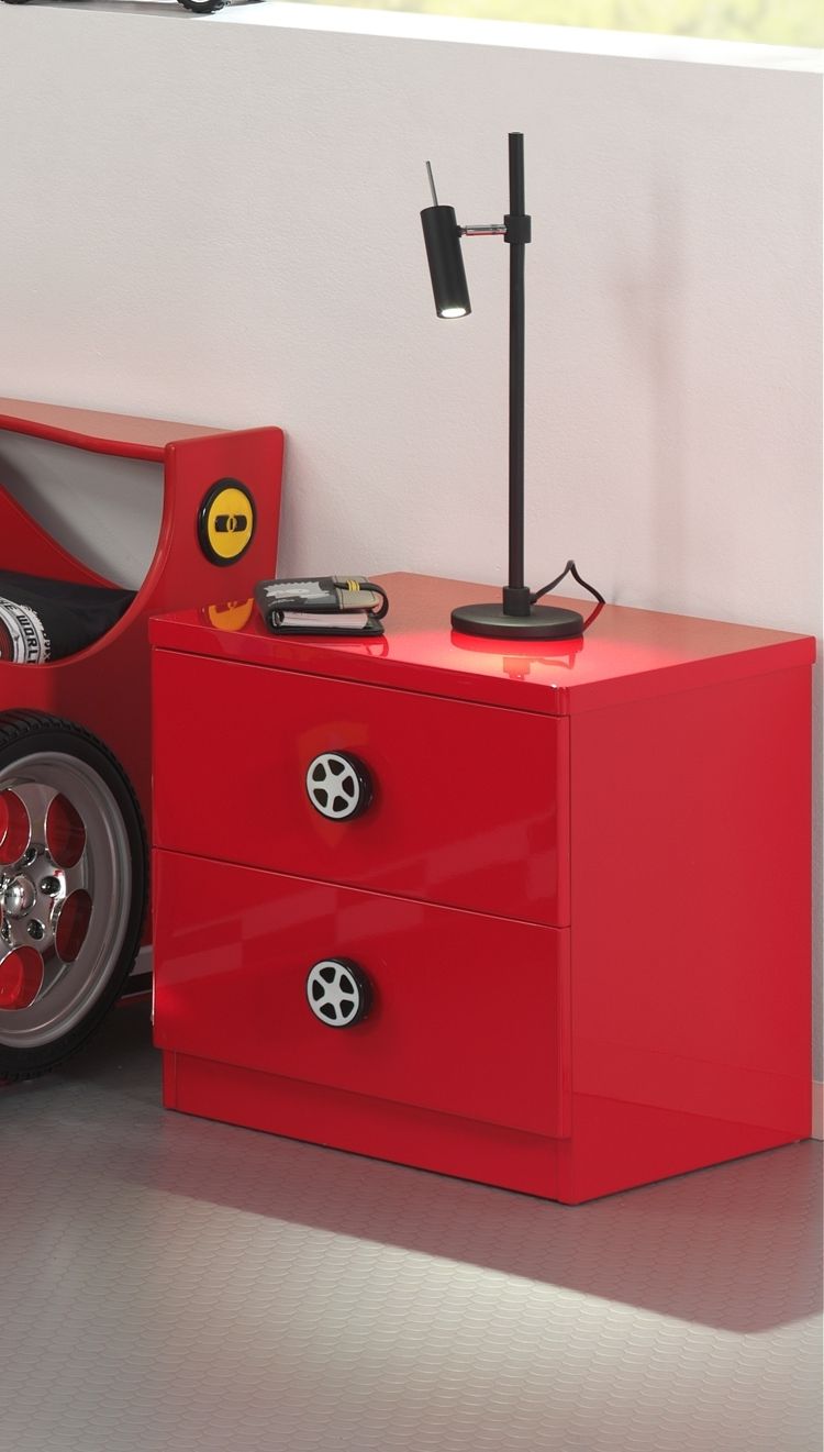 LUCEVI - Monza Nachtkast Rood - Hout - Rood - 50x16x43cm