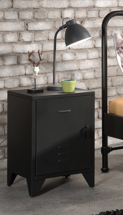 LUCEVI - Bronxx KindernachtkastjeMat - Metaal - Zwart - 40x40x60.5 cm