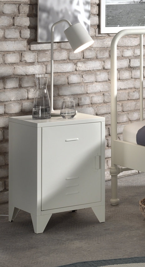 LUCEVI - Bronxx KindernachtkastjeMat - Metaal - Wit - 40x40x60.5 cm