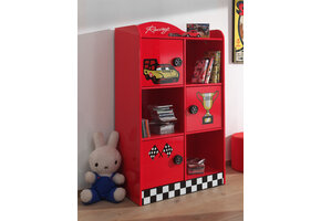 LUCEVI - Racer Kinder Boekenkast - Serie Carbed - Rood - 76x42x133 cm