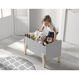 LUCEVI - Kiddy Speelkoffer - Speelgoedkist - Hout - Grijs - 80x39x48cm