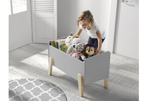 LUCEVI - Kiddy Speelkoffer - Speelgoedkist - Hout - Grijs - 80x39x48cm