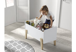 LUCEVI - Kiddy Speelkoffer - Speelgoedkist - Hout - Wit - 80x39x48cm