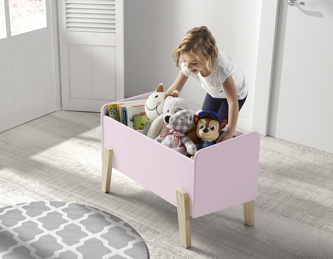 LUCEVI - Kiddy Speelkoffer - Speelgoedkist - Hout - Roze - 80x39x48cm