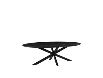 LABEL51 Eetkamertafel James - Zwart - Mangohout - 210 cm - Ovaal
