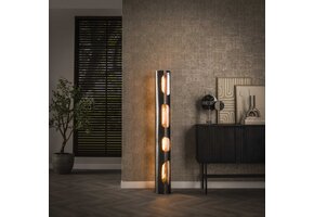 Hoyz Collection - Vloerlamp Organic Ø25 Cylinder XL 4L - Zwart Nikkel