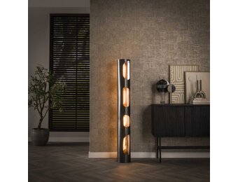 Hoyz Collection - Vloerlamp Organic Ø25 Cylinder XL 4L - Zwart Nikkel