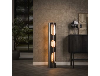 Hoyz Collection - Vloerlamp  Ø25 Organic Cylinder L 3L - Zwart Nikkel