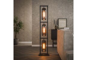 Hoyz - Vloerlamp Tower 3L - Smoke Glas - Artic Zwart