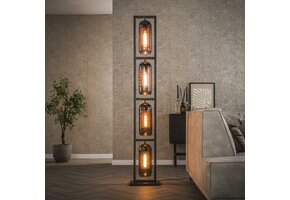 Hoyz - Vloerlamp Tower 4L - Smoke Glas - Artic Zwart