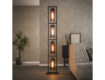 Hoyz - Vloerlamp Tower 4L - Smoke Glas - Artic Zwart