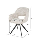 Hoyz Collection - Armstoel Spring Draaibaar - Eagle Gebroken Wit - Set van 2