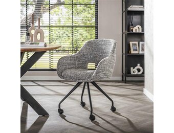 Hoyz Collection - Armstoel Spring Wieltjes - Eagle Staalgrijs - Set van 2