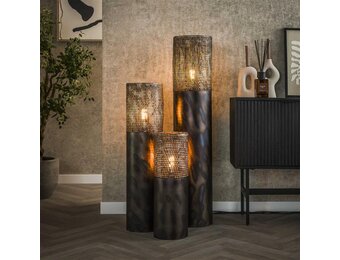 Hoyz Collection - Vloerlamp Ø22,5 Cilinder 90cm - Zwart Bruin
