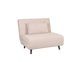 LABEL51 Slaapbank Single - Naturel - Boucle - Single | Zwarte Poot