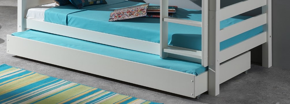 LUCEVI - Pino Stapelbed H160CM + Ladder + Rolbed - Wit - 90x200 cm