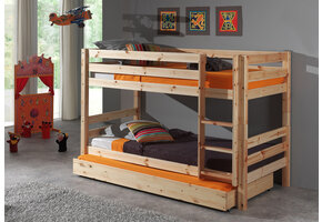 LUCEVI - Pino Stapelbed H140CM + Rolbed + Ladder - Bruin - 90x200 cm