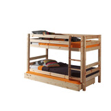 LUCEVI - Pino Stapelbed H140CM + Rolbed + Ladder - Bruin - 90x200 cm